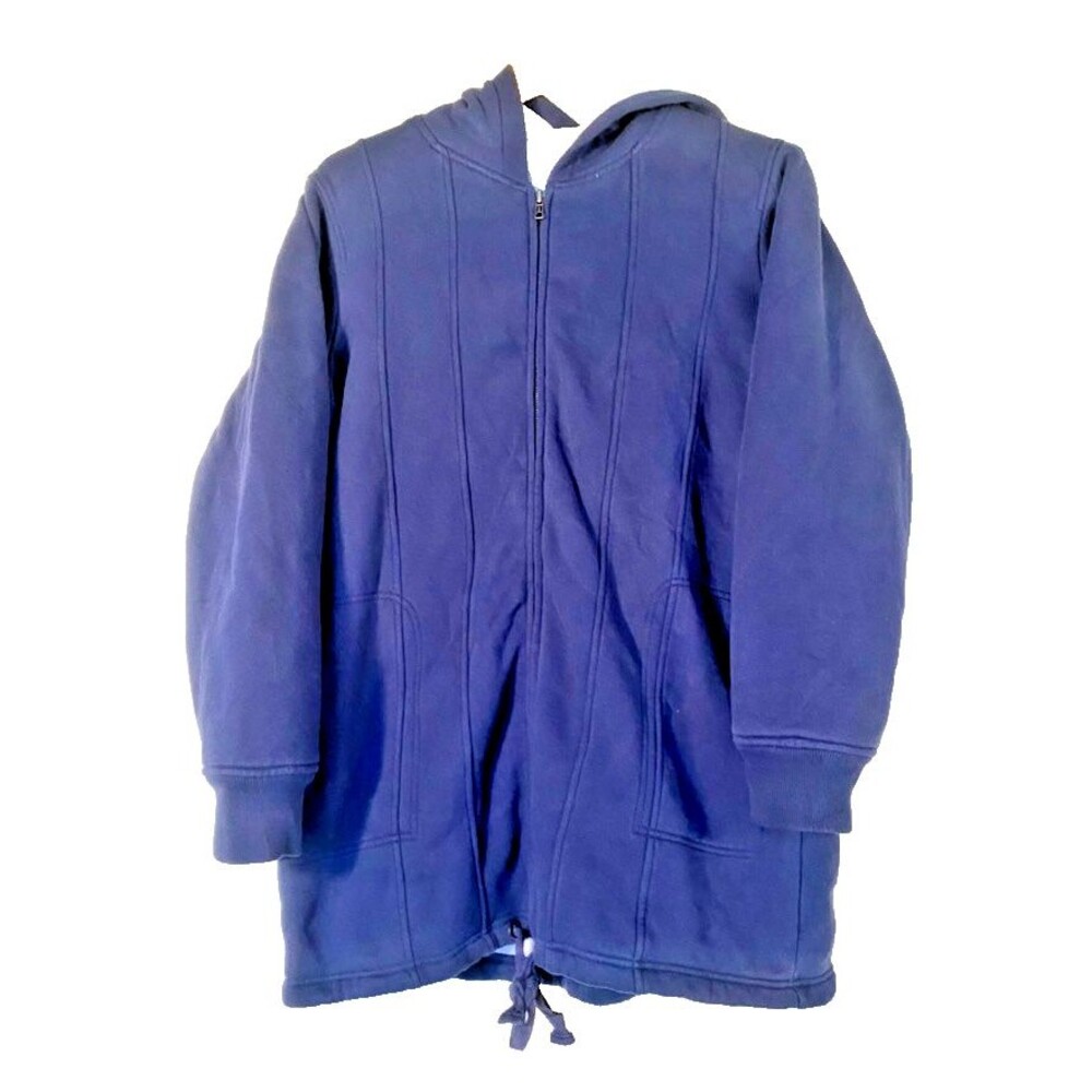 All American Comfort Zip Up Hoodie Jacket Women's Sz M/L Long Loose Waffle Knit